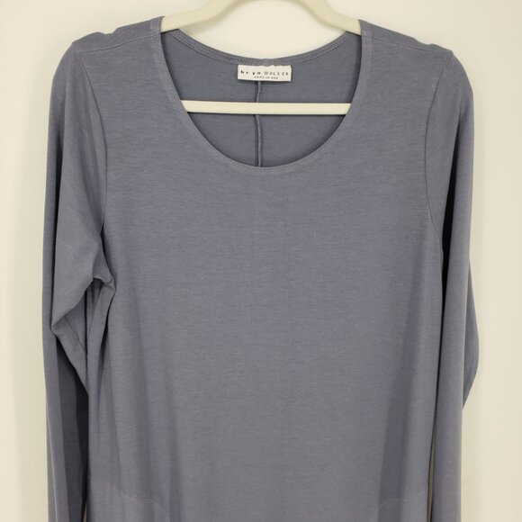 Bryn Walker Phillipa Long Sleeve Maxi Dress S Pockets Lagenlook‎ Slate Blue Gray - Picture 3 of 8